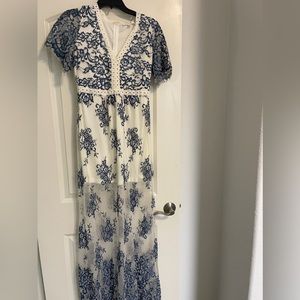Bluebell Embroidered Lace Maxi Dress